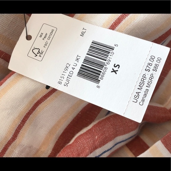 NWT Stone Row Stripped Linen Blazer Size XS - Picture 9 of 15